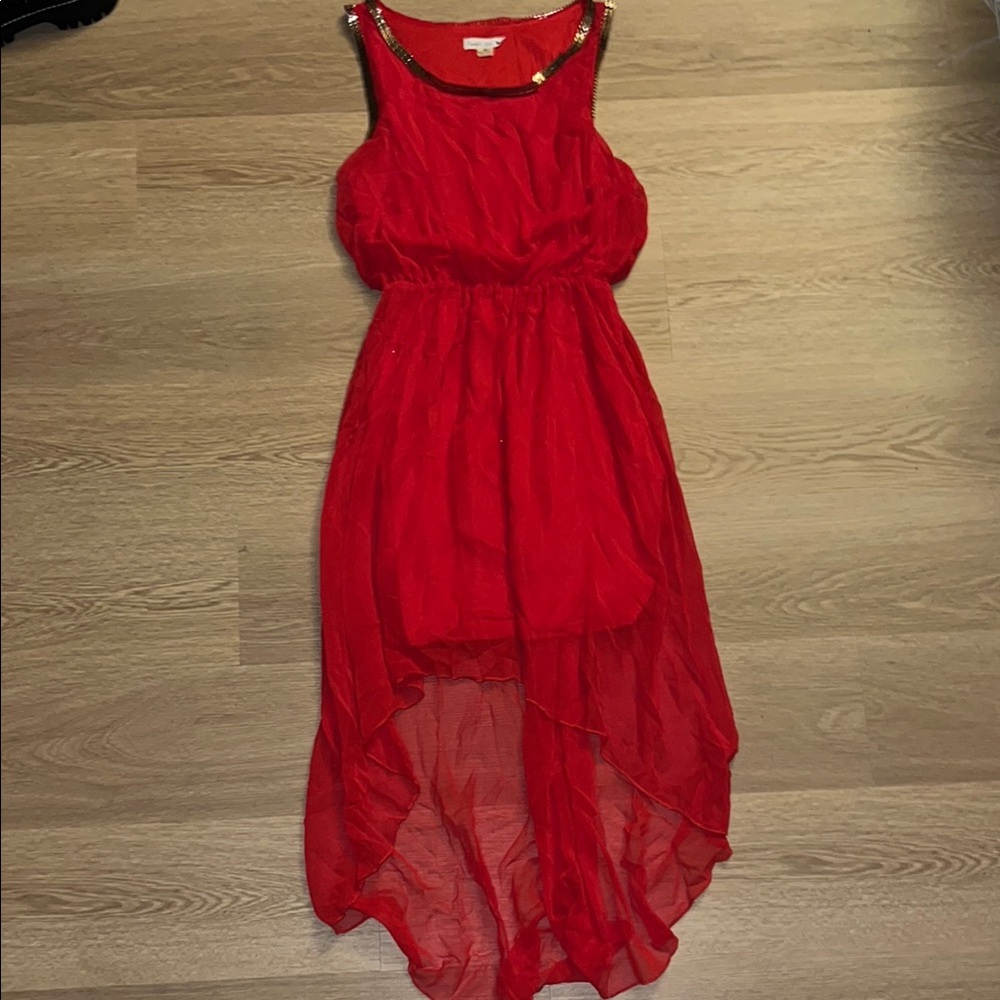 2012 High Low Red Sleeveless Dress
